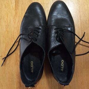 Aldo Womens Black Leather Oxford Shoe 39